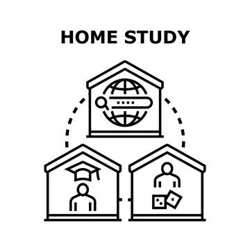 Home study vector concept learning internet education Stock Illustration