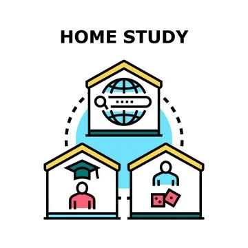 Home study vector concept learning internet education Stock Illustration