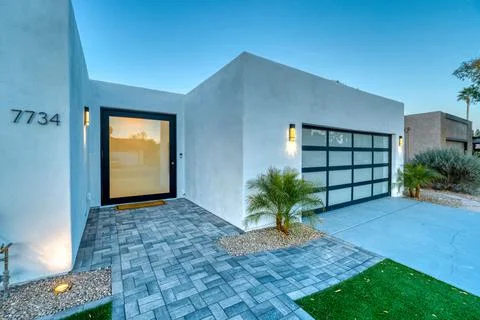 A home at sunset Stock Photos
