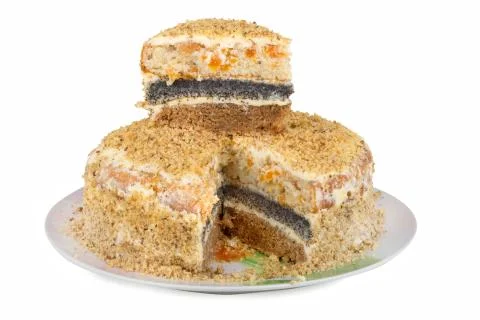 Home sweet three-layer cake Stock Photos