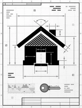 Home symbol as technical drawing Stock Illustration