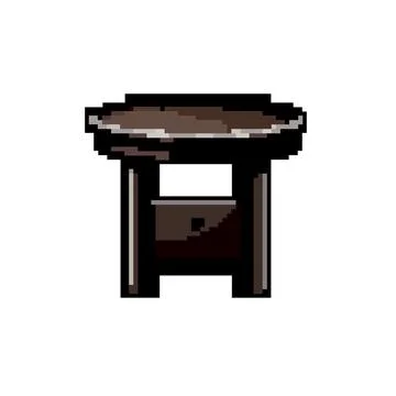 Home table dining game pixel art vector illustration Illustrazione stock