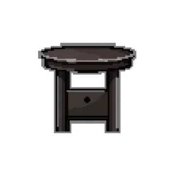 Home table dining pixel art vector illustration Illustrazione stock