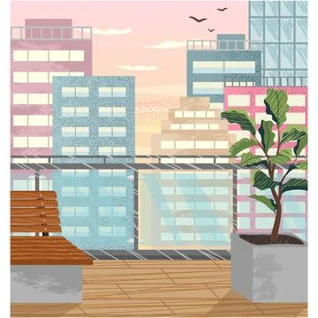 Home terrace interior flat vector apartment patio 库存插图