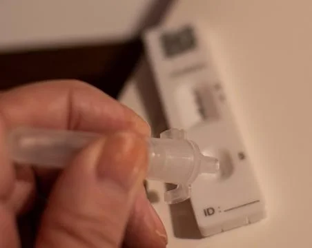 Home testing  covid 19 lateral flow tests Stock Photos