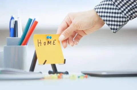 Home text on adhesive note Stock Photos