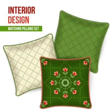 Home textile cushion throw pillows design top view Illustrazione stock