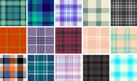 Home textile plaid bundle created for professional decor projects. The pack s 库存插图