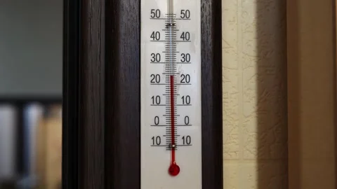Home thermometer. room temperature change. improving the quality of life Stock Footage 231848588