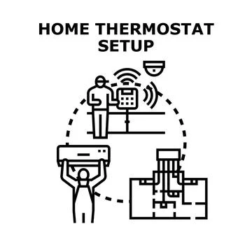 Home thermostat setup smart climate control system Stock Illustration