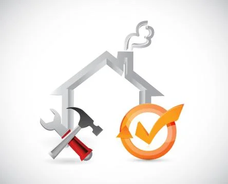 Home tools and check mark cycle Stock Illustration