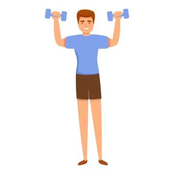 Home training dumbbell exercise icon, cartoon style Illustrazione stock