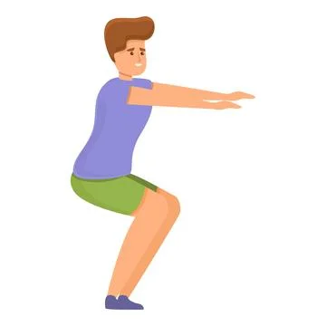 Home training sit down icon, cartoon style Illustrazione stock