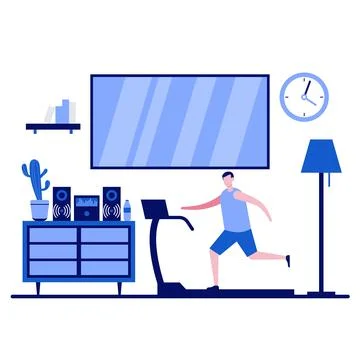 Home training, workout concepts with character. People doing physical exerc.. Stock Illustration