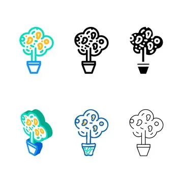 Home tree mango color icon vector series Stock Illustration