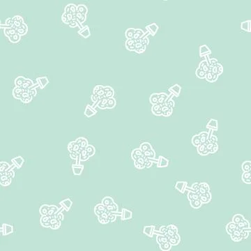 Home tree mango line vector seamless pattern Stock Illustration