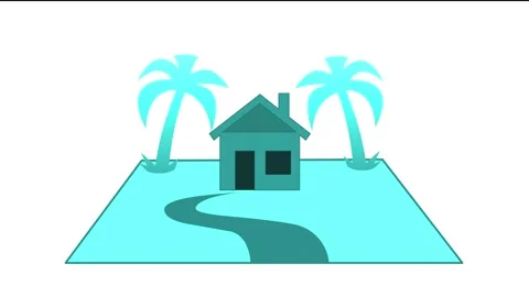 Home tree simple shape icon cyan color animation on white background Stock Footage 279011445