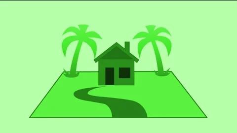 Home tree simple shape icon green color animation Stock Footage 279011456