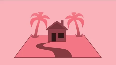 Home tree simple shape icon red color animation Stock Footage 279011470