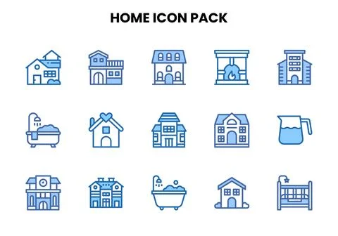 Home Two Colour Bundle Icons Pack Stock Illustration