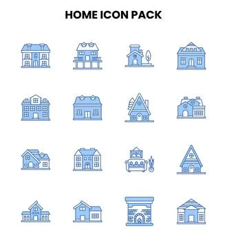 Home Two Colour Icons Pack Stock Illustration