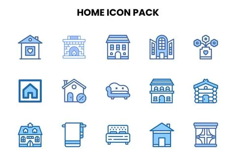Home Two Colour Icons Pack Stock Illustration