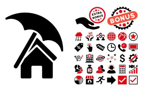 Home under Umbrella Flat Vector Icon with Bonus Illustrazione stock
