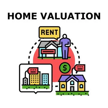 Home valuation concept analyzing property market assessment Stock Illustration