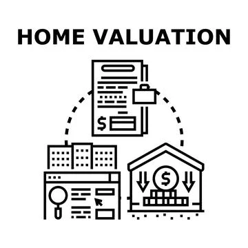 Home valuation process determining property market price Stock Illustration