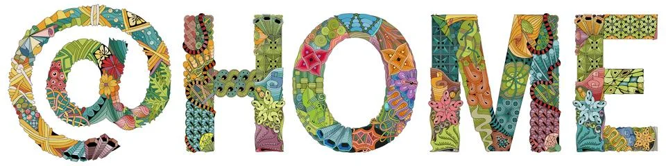 AT HOME. Vector decorative zentangle object for decoration Иллюстрация
