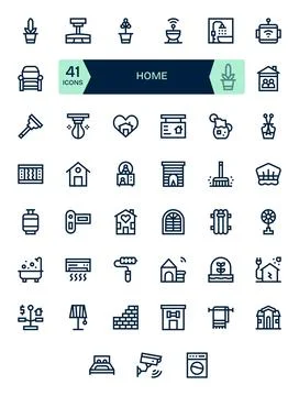 Home Vector Graphics Pack including 41 Bold Line High Resolution Pixel Opti.. Stock Illustration