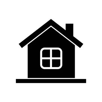 Home Vector Icon of Simple House Illustration in Black and White Minimalist Stock Illustration