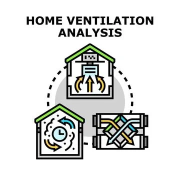 Home ventilation analysis concept with air system schema Stock Illustration