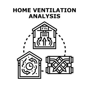 Home ventilation analysis concept with air system schema Stock Illustration