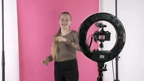 Home video recording studio setup for vl... | Stock Video | Pond5