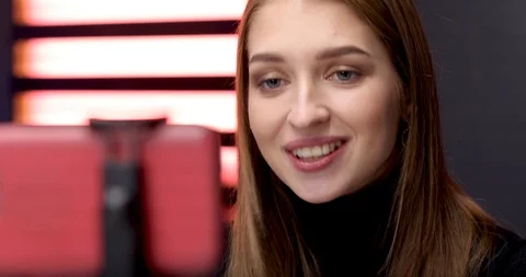 Home video recording studio setup for vlogging Stock Footage 120120188