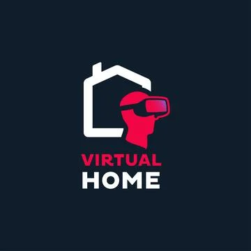 Home Virtual Reality Logo Stock Illustration