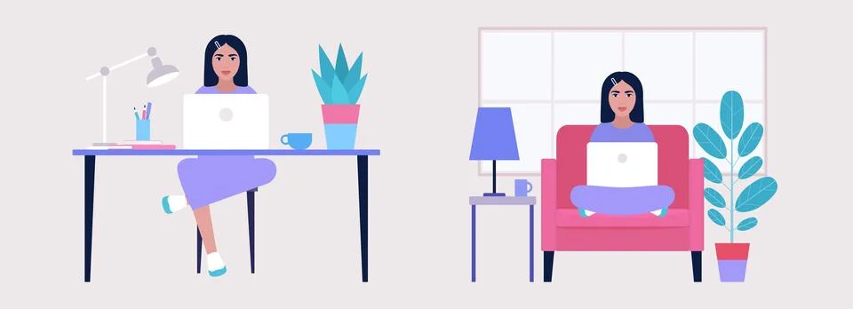 Home vs office working Stock-Illustration