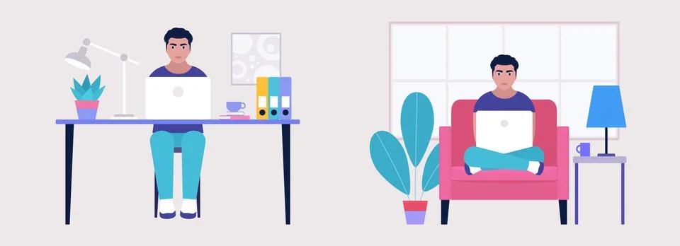 Home vs office working Stock-Illustration