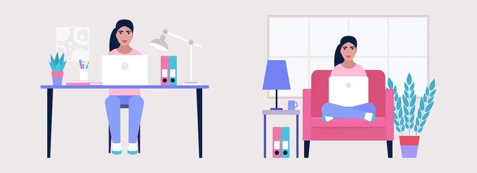 Home vs office working Stock-Illustration