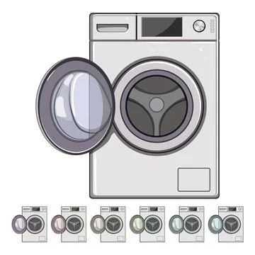 Home washing machine cartoon vector graphic Stock Illustration
