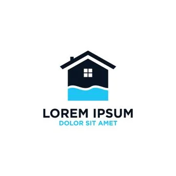 Home Water Logo Design Vector Minimalist Unique Simple Modern Stock Illustration