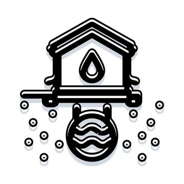 Home water supply system icon with plumbing infrastructure Ilustración de archivo