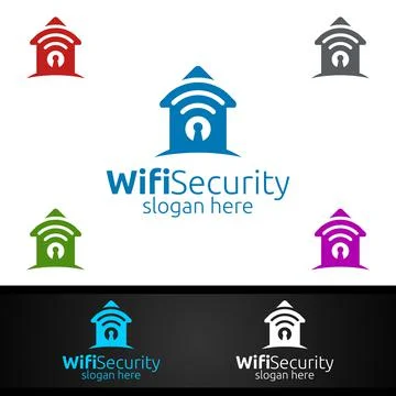 Home Wifi Security Logo for Network, Internet , monitoring, and alarm 库存插图