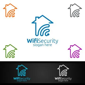 Home Wifi Security Logo for Network, Internet , monitoring, and alarm 库存插图