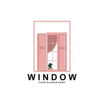 Home Window Logo, Home Interior icon design Illustrazione stock