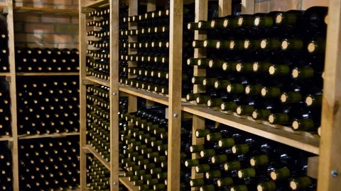 Home Wine Cellar. Wine Vault. Wine cellar at the winery. Video stock 249942202