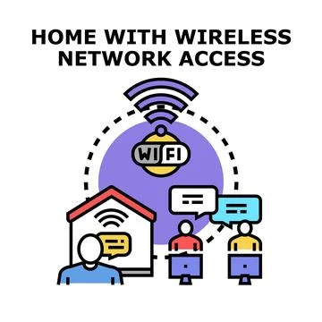Home wireless network access connecting people working remotely Stock Illustration