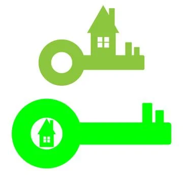 Home wit key isolated on white background Stock Illustration