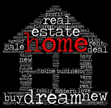 Home word cloud concept  in house shape Stock Illustration